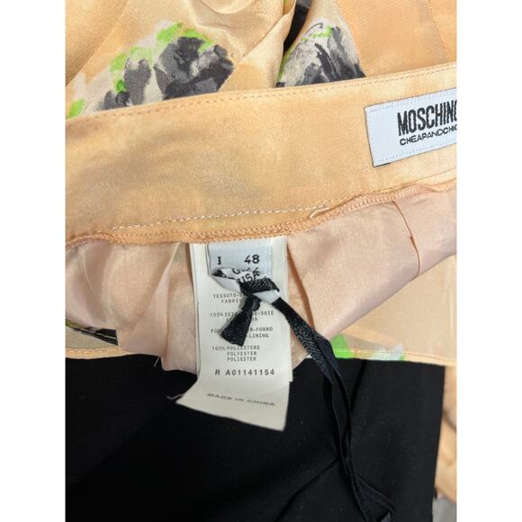 MOSCHINO CHEAP AND CHIC Pink Silk Fabric Floral Print Top Aline Midi Skirt Set - Picture 7 of 7